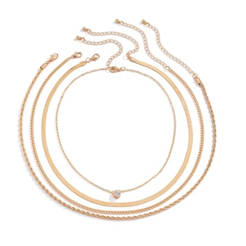 Collar para hombre, collar con colgante de diamantes de imitación bohemios para mujer, multicapa, color dorado, cadena de serpiente, collares de clavícula, joyería de moda para niñas