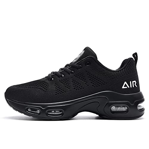 HuJAT Tenis de correr para mujer, para caminar, tenis, modernos, informales, cómodos, transpirables, Negro -, 36 EU