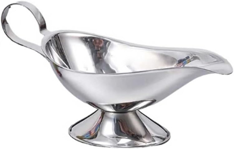 Gravy Boat Steak Sauce Cup Western Food with Black Pepper Pouring Sauce Pot Stainless Steel Gravy Boat Black Pepper Sauce Container Gravy Boat Stands(Large)