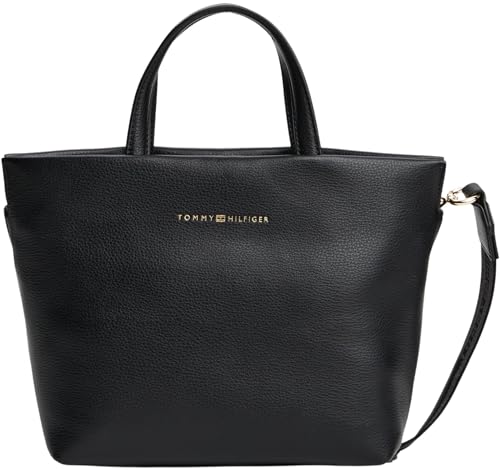 Tommy Hilfiger TH Logotape Mini Tote Aw0aw17694, Bolsa de Mano para Mujer, Black (Black), One Size