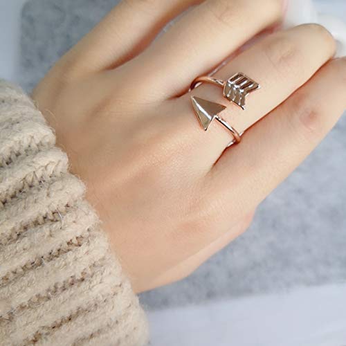 Noumanda Adjustable Gold Silver And Rose Gold Plated Simple Small Arrow Rings For Women (Silver) #TOP4