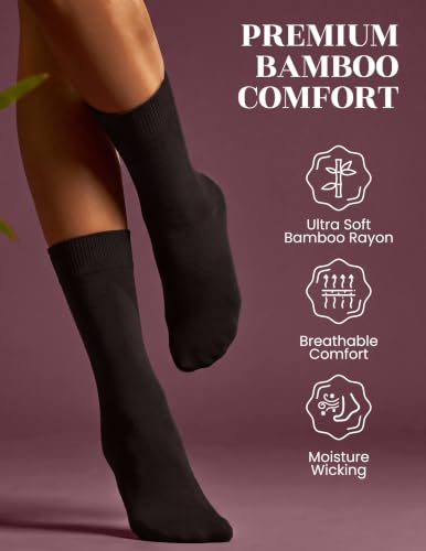 Image of Hugh Ugoli Womens Thin Soft Bamboo Dress Socks, Business, Crew, 3-6 Pairs