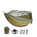 Single and Double Size Nylon Fabric Portable Travel Outdoor Camping Hanging Sleeping Hammock with Mosquito Net for Terrace, Outdoor(Double Blue Pink)