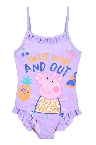 Peppa Pig Badeanzug | Peppa Wutz Mädchen Badesache, Geschenk, Baden, Sommer, Schwimmen, Gr. 98-116 (DE/NL/SE/PL, Numerisch, 104, Regular, Lila)