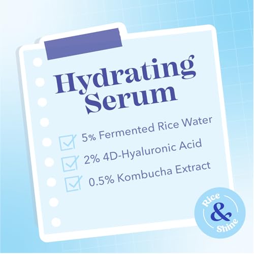 Image of Blue Heaven Hydrating Face Serum for Women infused 5% Fermented Rice Water + 2% 4D Hyaluronic Acid + 0.5% Kombucha Extract | Increase Skin Elasticity | Glowing Skin & Reduces Fine Lines | 20ml