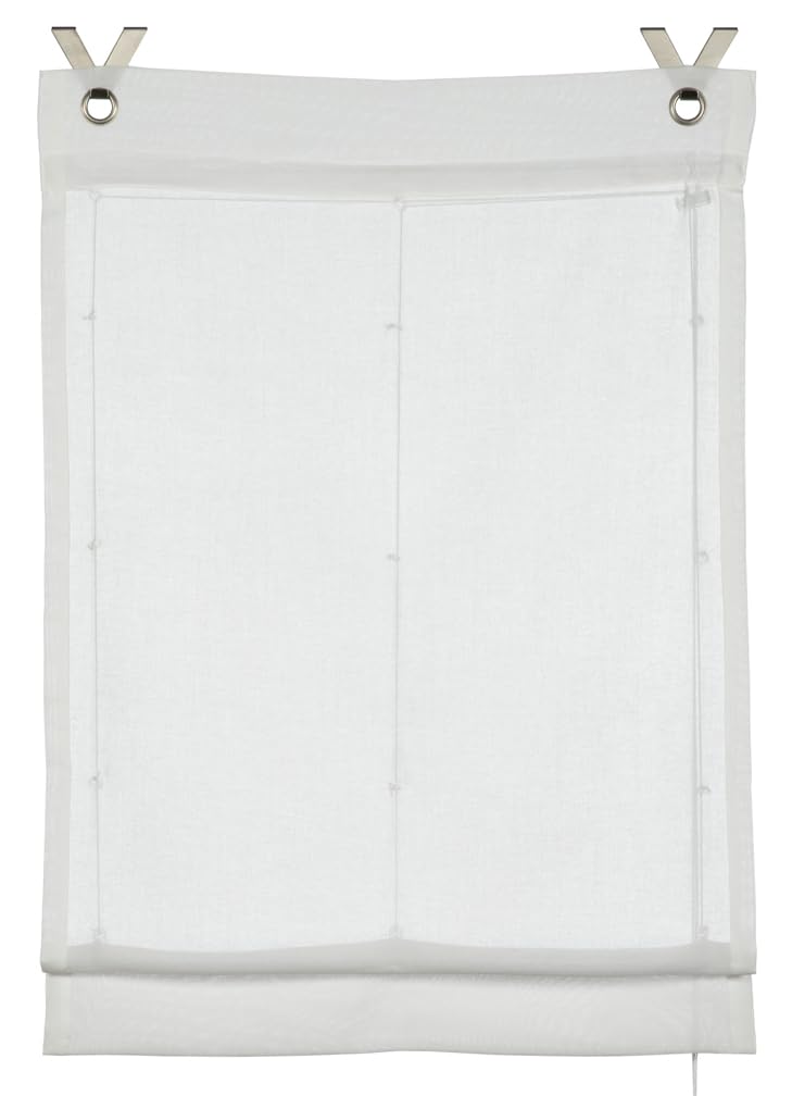 GARDINIA Zen Silence Roman Blind, No Drilling Required, for Clamping, Opaque, Translucent, Roman Curtain, Includes Mounting Parts, 2 Weight Bars, 2 V Hooks, Zen Silence, White, 60 x 140 cm (W x H)