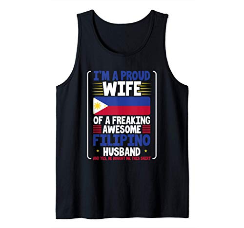 Wedding Gift Proud Wife Freaking Awesome Filipino Husband Camiseta sin Mangas