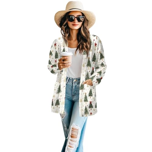 Image of Women's Open Front Cardigan Long Sleeve Loose Sweater Lightweight Soft Cardigan Jackets