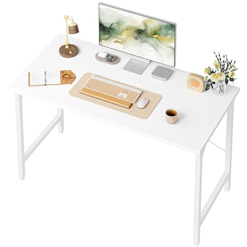 BEXEVUE Home Office Desk, 40 inch Computer Desk, Modern Writing Desk, Simple Study Table, Sturdy Laptop Table, Work Desk for Home Office Bedroom Small Space, White