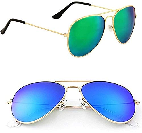arzonai Metal Classic Aviator Unisex Sunglasses Pack of 2 (Medium)-picture-38