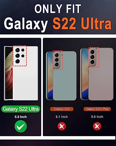 SHIELDON Case for Galaxy S22 Ultra 5G, Genuine Leather S22 Ultra Wallet Case RFID Blocking Credit Card Holder Folio Magnetic Kickstand Shockproof Cover Compatible with Galaxy S22 Ultra 6.8