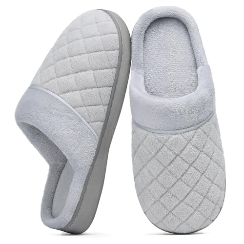 Litfun Unisex Wide House Slippers for Women Men Memory Foam...