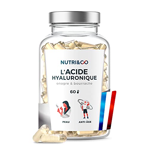 Acide Hyaluronique + Onagre + Bourrache | Formule Anti-Age Exclusive | Action Anti-Rides Efficace en Profondeur | Hydratation et Élasticité de la Peau | 60 Gélules Duocaps | Made in France | Nutri&Co