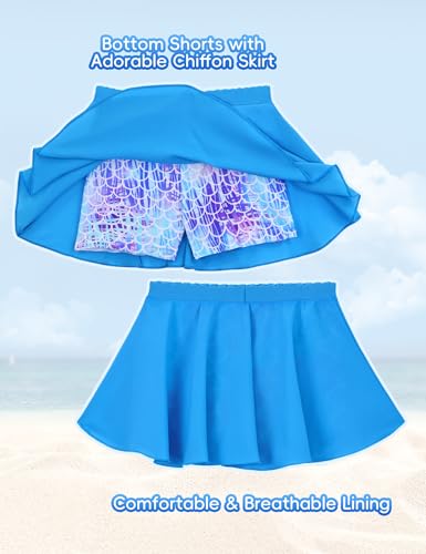 Image of Snowheart Girls Rash Guard Swimsuit Set Long Sleeve Bathing Suit Two Piece 3-12 Years