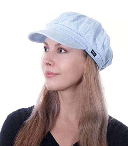 CRAGGI BAGS AND ACCESSORIES Washed Denim Baker Boy Cap Tapa, Azul, Talla única para Mujer