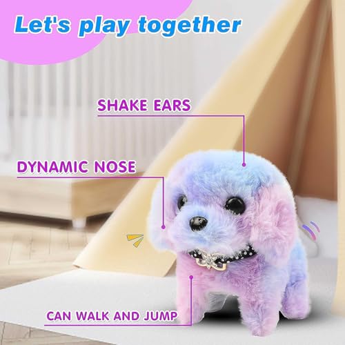 Image of GITGRNTH Walking Talking Rainbow Dog Toy for Kids with Battery Operated Fun - Cute Puppy Toy with Barking, Jumping, Nose Twitching & Voice Repeat, Interactive for Toddlers, Boys & Girls Gift