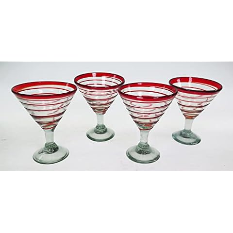 Eye4Art Mexican Margarita/Martini Glass Red Sprial (set of 4) Cover