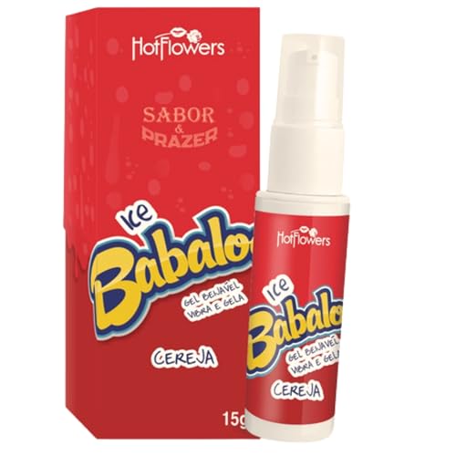 BABALOO ICE PARA GEL COMESTÍVEL BEIJÁVEL SEXO ORAL MASSAGEM CORPORAL SENSUAL HOTFLOWERS 15G (CEREJA)