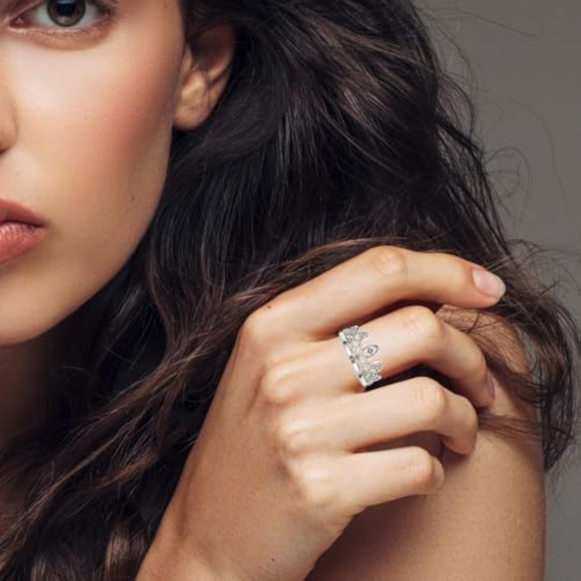 Women's Sterling Silver & Certified Lab Grown Diamond 0.12cts Ring, Elegant