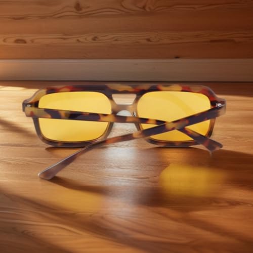 ADE WU Trendy Square Aviator Sunglasses for Women Vintage 70s Plastic Flat Aviator Style Sun Glasses4