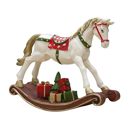 Ruhnjyg Ornements De Cheval À Bascule De Noël – Figurine De Cheval À Bascule en Résine Peinte en Couleur, Décoration De Cheval À Bascule De Noël pour...