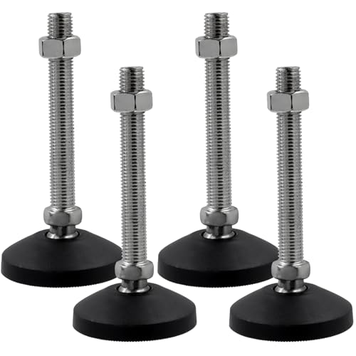 Image of M16x120mm Leveling Feet, 6.2 Inch Height & 880 lb Capacity, Heavy Duty Adjustable Swivel Furniture Glides, Threaded Rubber Feet Levelers for Table, Shelves, Workbench, Cabinet, Machine, 4Pcs