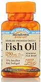 Sundown Naturals Odorless Premium Omega-3 Fish Oil 1290 mg Softgels, 60 ea (Pack of 5)