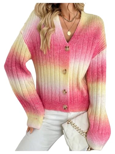 Image of MakeMeChic Women's Long Sleeve Drop Shoulder Thick Button Down Short Cardigan