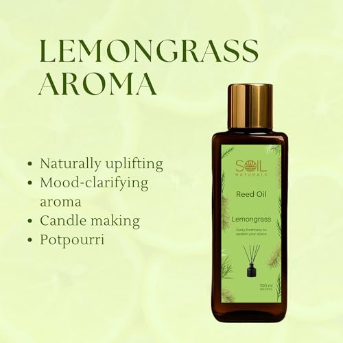 Image of Lemongrass Reed Diffuser Oil 100 ml | Pure Natural & Undiluted Lemongrass Aroma | Long-Lasting Fragrance for Reed Aromatherapy for Home, Office & Spa Ceramic Diffusers | ISO & GMP