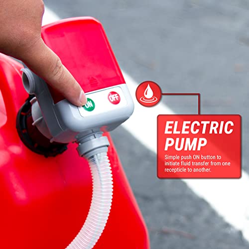 Tera Pump Next Gen Rain-Proof Gas Fuel Pump With 4.25-Ft Long Discharge Hose, Battery Electric Siphon Pump With Auto Stop System For Car Trucks Fuel Cells Tractor Generators Snow Blower #TOP3