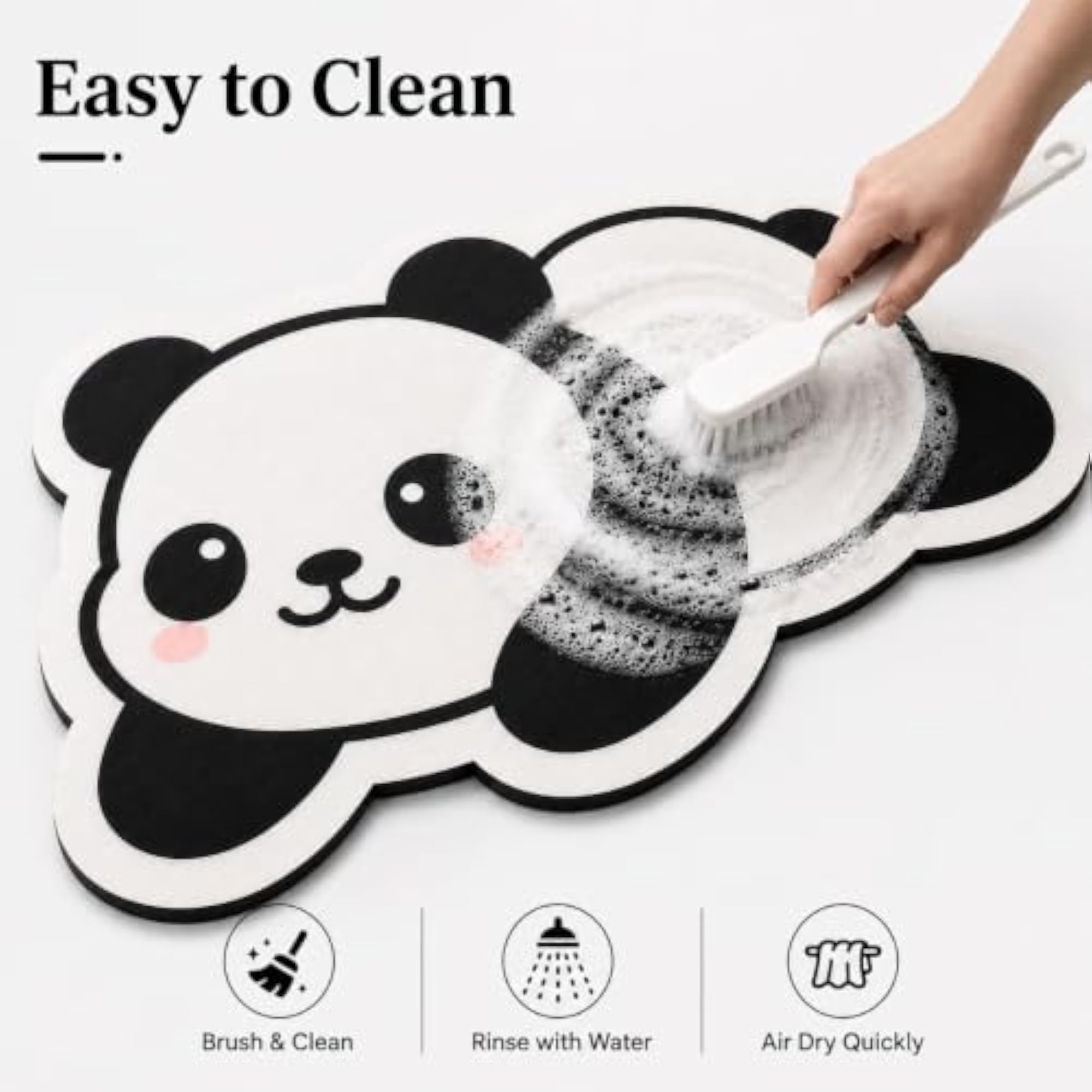 Absorbent Panda Bath Floor Mat, Cute Cartoon Design