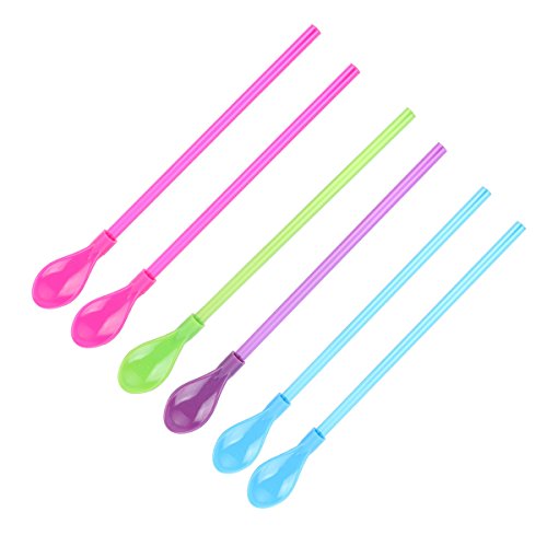 DOITOOL 6 Pcs Stir Spoon Kitchen Straw Spoon Straw Spoon for Party Drinking Tea Spoon Multifunction Straw Spoon