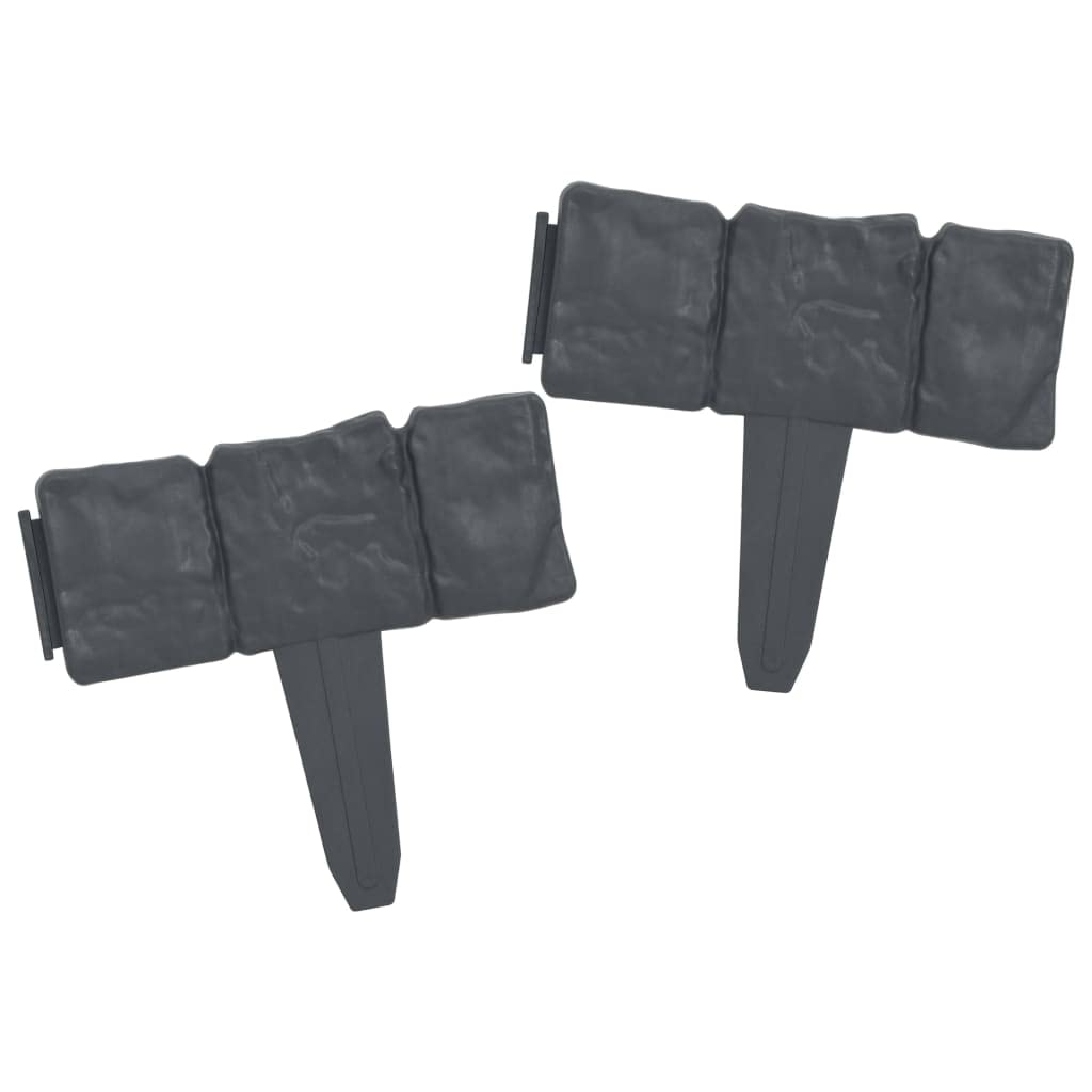 Lawn Fence Stone Look 45 pcs Plastic 393.7",Garden Borders & Edging-6.82lbs