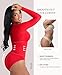 FeelinGirl Shapewear Bodysuit High Neck Bodysuits Fashion Long Sleeve Body Shaper Tummy Control Tops Shirts Red X-Large-XX-Large