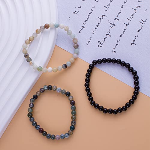 Bomail 6Mm Natural Semi-Precious Gemstones Round Beads Energy Power Crystal Reiki Healing Elastic Stretch Bracelet For Women Gifts #TOP5