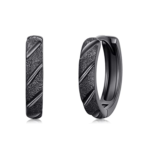 Pendientes negros de plata de ley 925 hipoalergénicos unisex