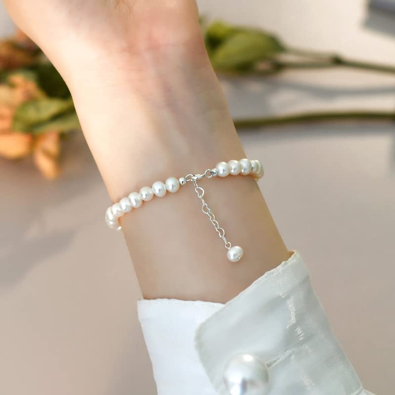 Pulsera con Colgante De Fresa Y Perlas Naturales De Agua Dulce, Joyería De Plata De Ley 925, Regalo para Mujer