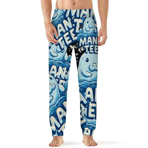 Cartoon Manatees Men's Pajama Bottoms Sleep Lounge Soft Comfy Pants Sleepwear