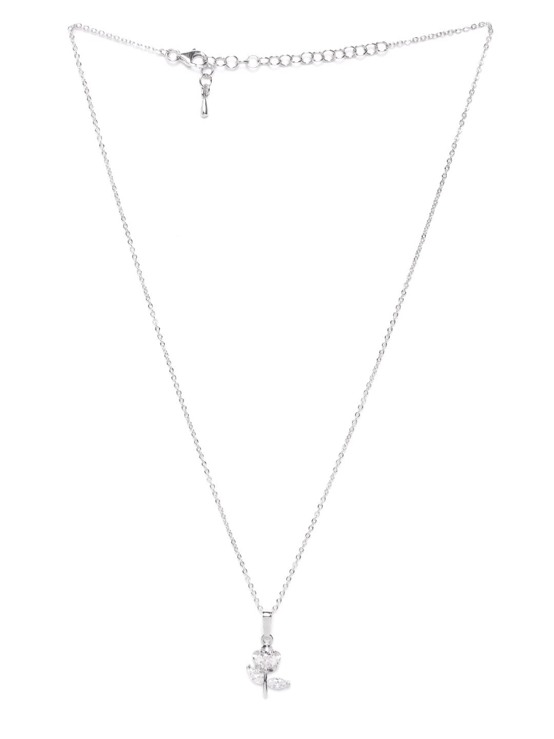 Carlton London Womens 925 Sterling Silver Silver Casual Brass Cubic Zirconia Necklace B868505N/1 (B0B74VHH1M) Amazon Price History, Amazon Price Tracker