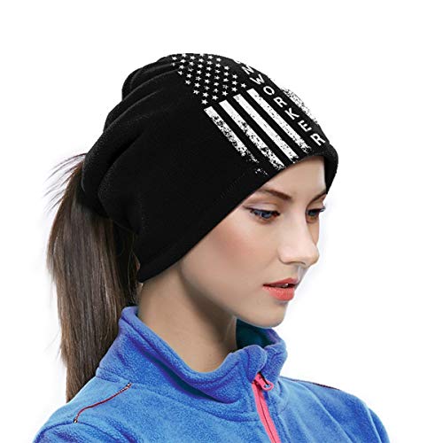 Ironworker America Flag Outdoor Mouth Mask Windproof Sports Face Mask Dust Shield Scarf Men Woman Neck Warmer Bandana Black