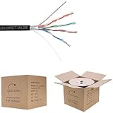 CAT5e 1000FT Shielded Outdoor 24 AWG 350 Cable FTP Wire Solid Direct Burial UV (Cat5e, Shielded (FTP))
