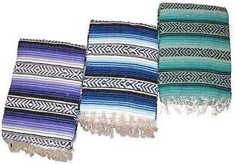 Leos Imports Traditional 3 Pack Falsa Mexican Tourist Blanket Yoga Picnic Throw 49" X 72"