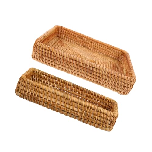 Yardwe 2pcs Natural Decorative Baskets for Food Display Kitchen Living Room Organizer Sturdy Weave Design for Fresh Bread and Stylish Decor
