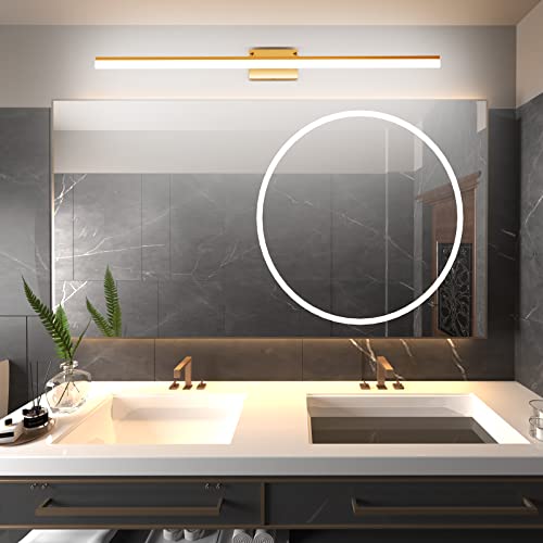Image of Aipsun Copper Bathroom Vanity Light 48inch Adjustable Modern LED Vanity Light for Bathroom Gold Lights Fixtures 5500K