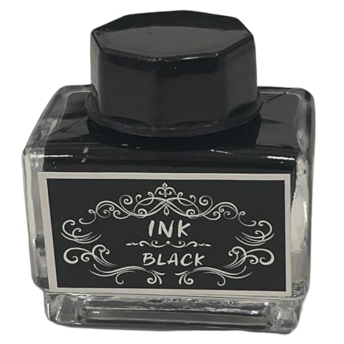 Tintero de tinta para pluma estilográfica 15 ml tinta de color negro en bote de vidrio vintage 51CH002