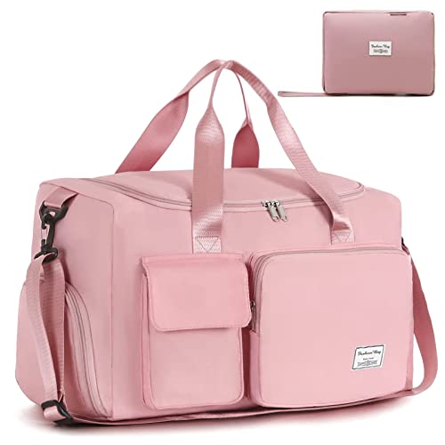 يوروتشي شنطة دفل قابلة للطي للسفر وصالة الالعاب الرياضية، شنط دفل رياضية منفصلة جافة ورطبة، شنطة يوغا، شنطة حمل مع جيب للحذاء، شنطة سفر لعطلة نهاية الاسبوع (لون