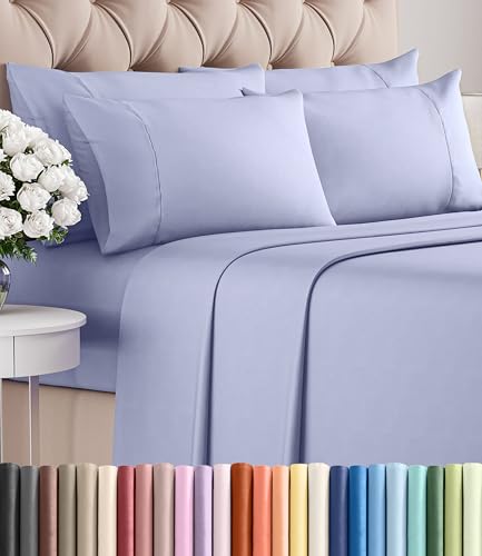 CGK Unlimited Juego de sábanas de cama tamaño queen, sábanas blancas, sábana bajera, 4 fundas de almohada, bolsillos extra profundos, microfibra, más suave que el algodón egipcio