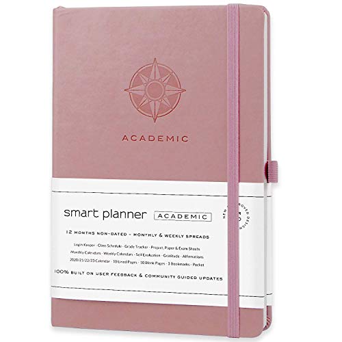 Smart Academic Planner - A5 Size 8.6 x 5.7 inches - Undated Daily Planner for School - Daily, Weekly, and Monthly Scheduling - Student Planner for Maximizing Focus and Productivity (Pink)
