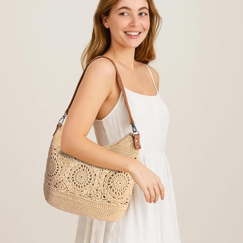 Eiyye Hoboa Purse Crochet Crossbody Bag for Women Handmade Lace Large Boho Tote Bag for Summer, Beach, Travel and Daily Use3