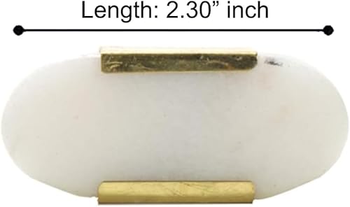 Miniatura 5 de Perilla Home Juego de 6 pomos de piedra, pomos de mármol blanco, pomos decorativos ovalados elegantes con tornillo para accesorios de cocina, cajón,